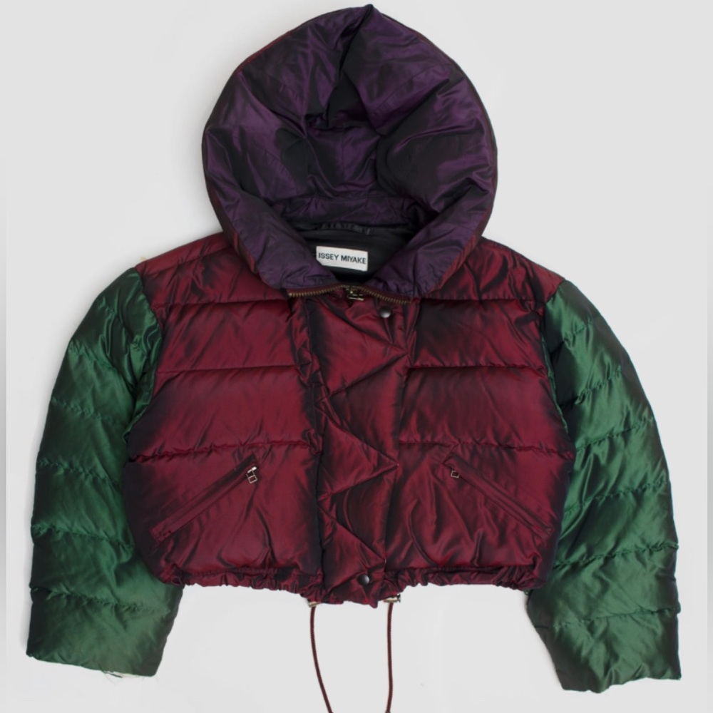 Issey Miyake 1993 Fall runway silk down iridescent metallic puffer jacket